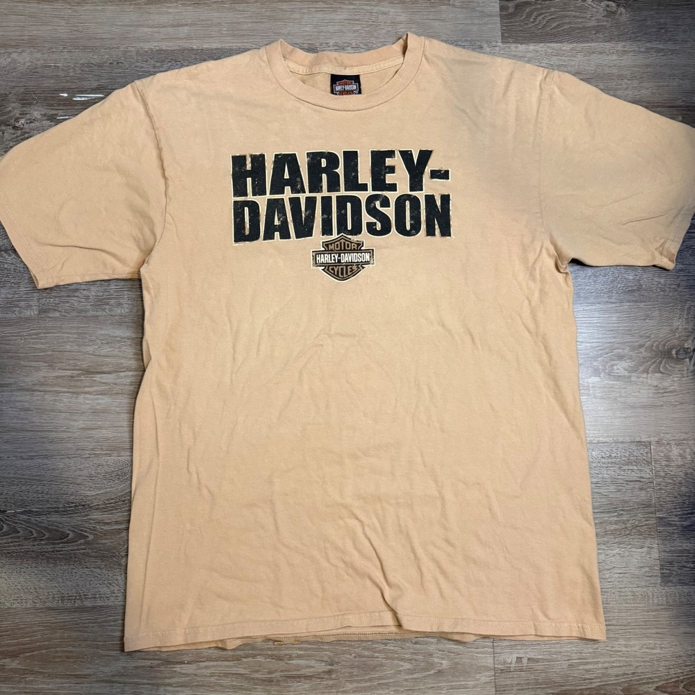 Harley-Davidson T-Shirt Mens XL Tan Milwaukee USA Graphic Tee 2008 Biker Tee